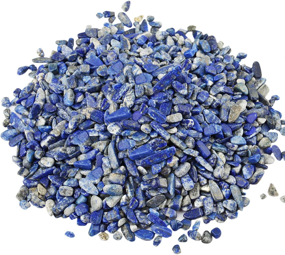 SUNYIK Lapis Lazuli Tumbled Chips Stone Crushed Pieces Irregular Shaped Stones 1pound(about 460 gram)