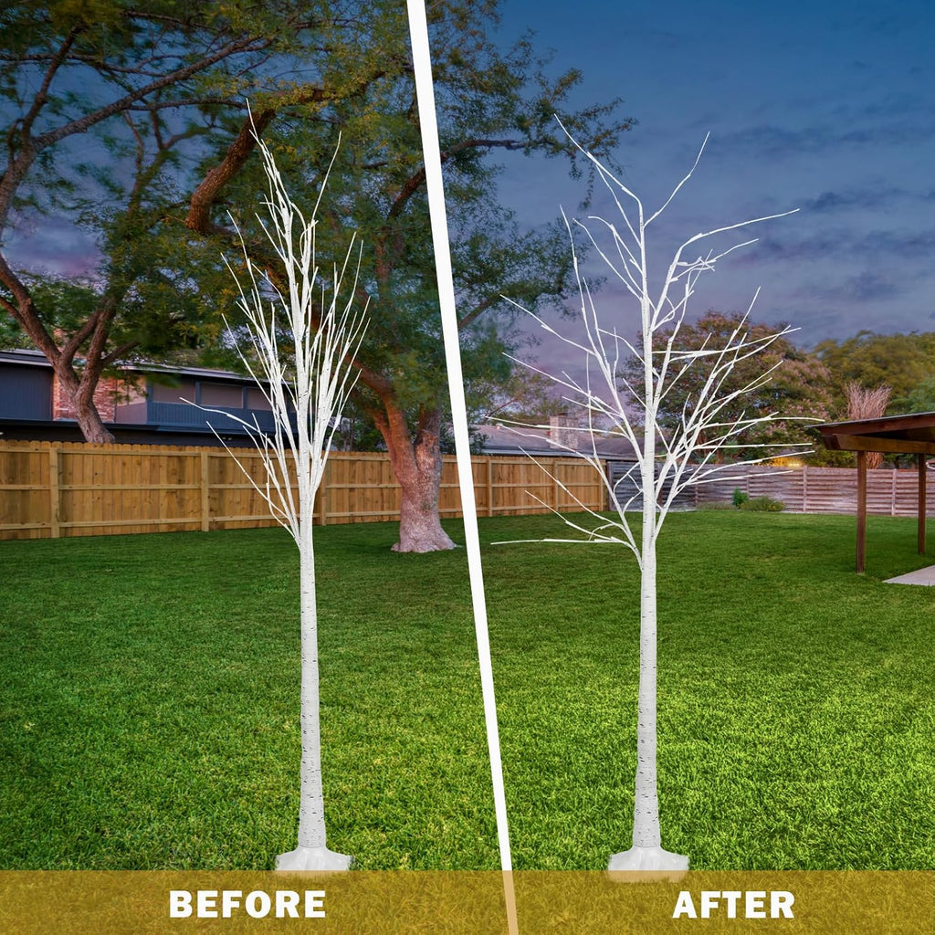2 Pack 4FT Lighted Birch Tree, Birch Tree with Fairy Lights, Warm White Christmas Decorations for Home Bedroom Party Wedding Holiday Room Indoor Outdoor Decor