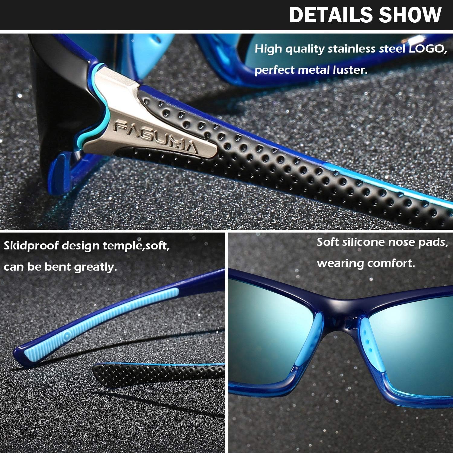 FAGUMA Sports Polarized Sunglasses For Men Cycling Driving Fishing UV400 Protection