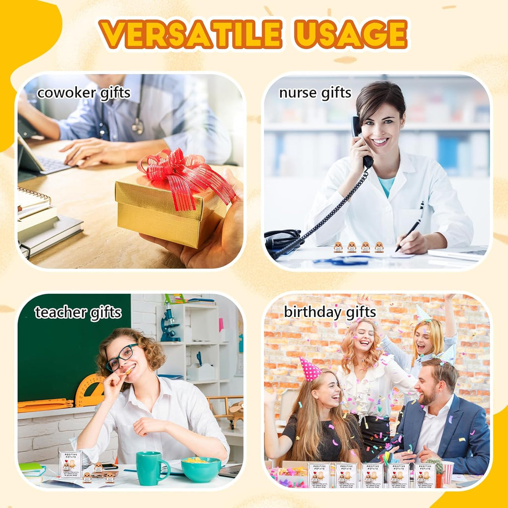 Gejoy 75 Pcs Positive Potato Gift Set Include 25 Mini Rubber Potato 25 Motivational Card 25 Bags Motivational Emotional Support Gifts for Employee Coworker Staff Teacher Team Friends