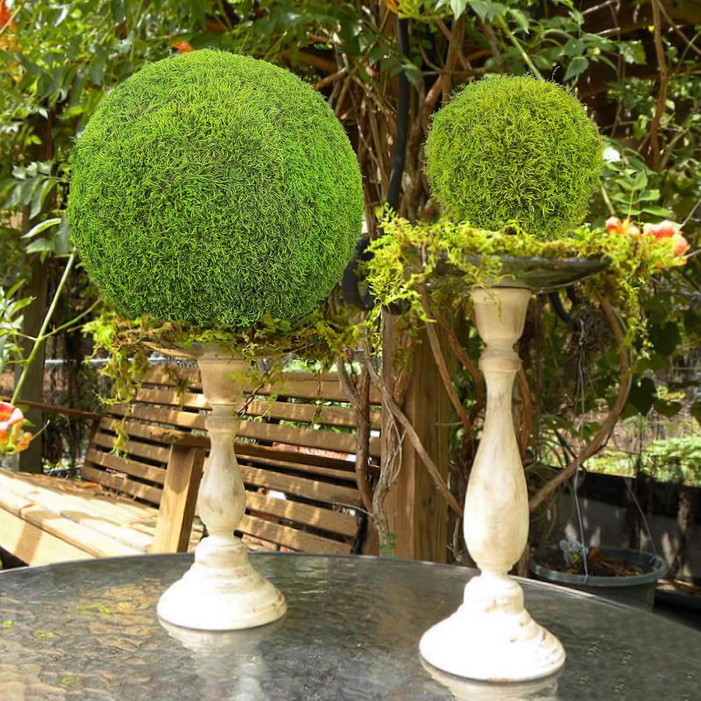 Artificial Plant Topiary Balls 11.81" Moss Balls Decorative Faux Dried Moss Balls Large Green Artificial Balls for Outdoors Patio Garden Balcony Backyard Indoor Home Wedding Party Decor