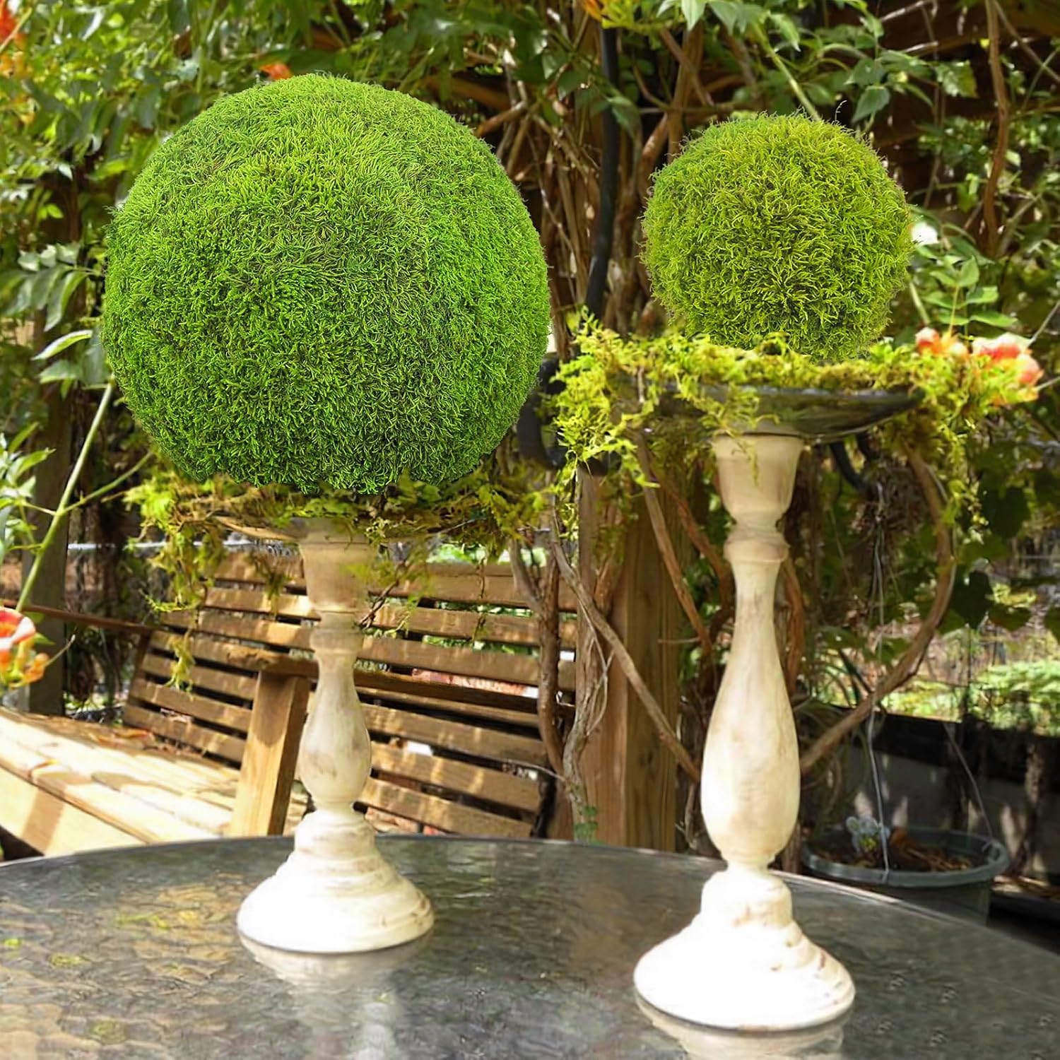 Artificial Plant Topiary Balls 11.81" Moss Balls Decorative Faux Dried Moss Balls Large Green Artificial Balls for Outdoors Patio Garden Balcony Backyard Indoor Home Wedding Party Decor