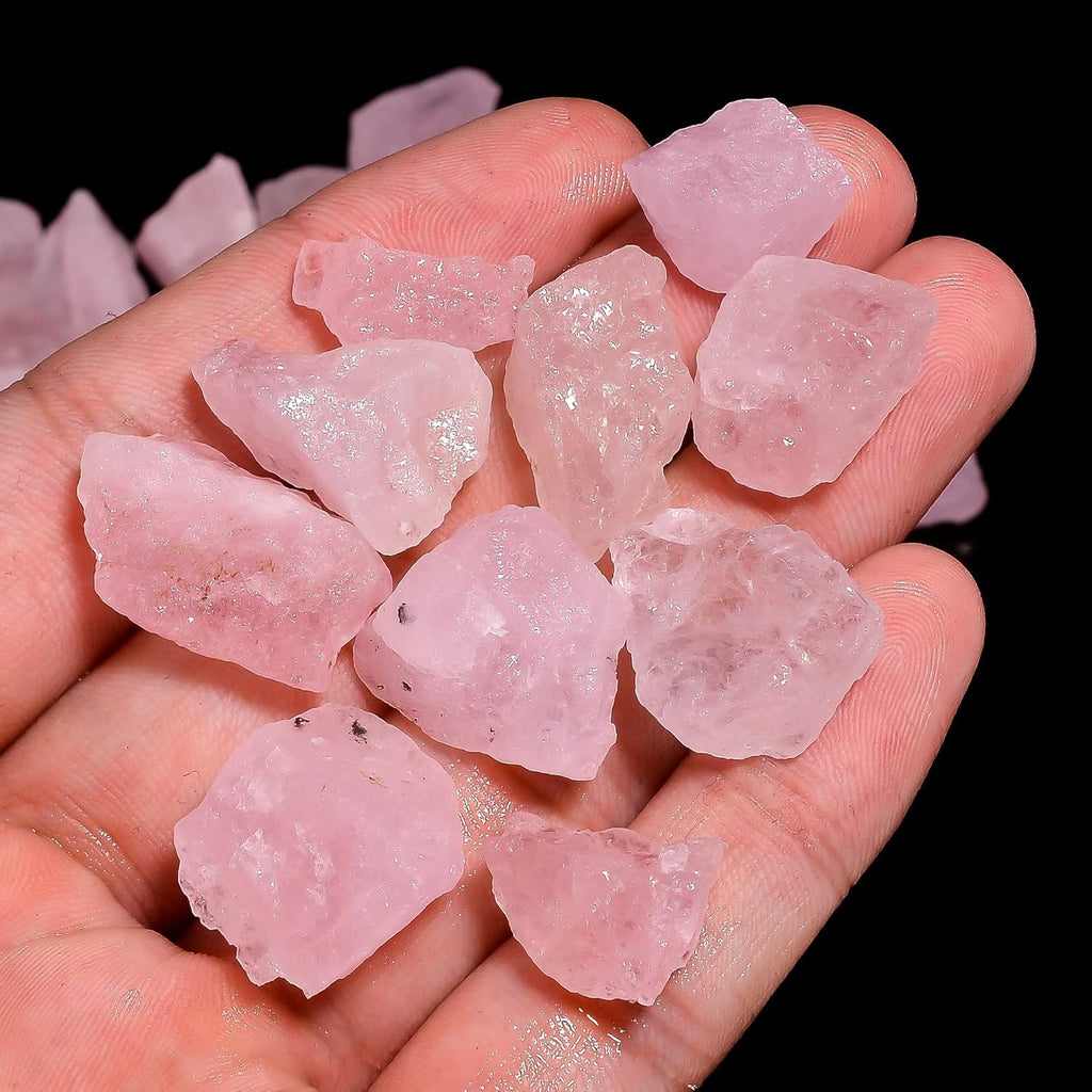 100 carats Raw Pink Morganite Rough Gemstone, Natural Crystals, Healing Stones, Wholesale Lot, Jewelry Making Supply, 10 to 16mm, 8 to 10pcs