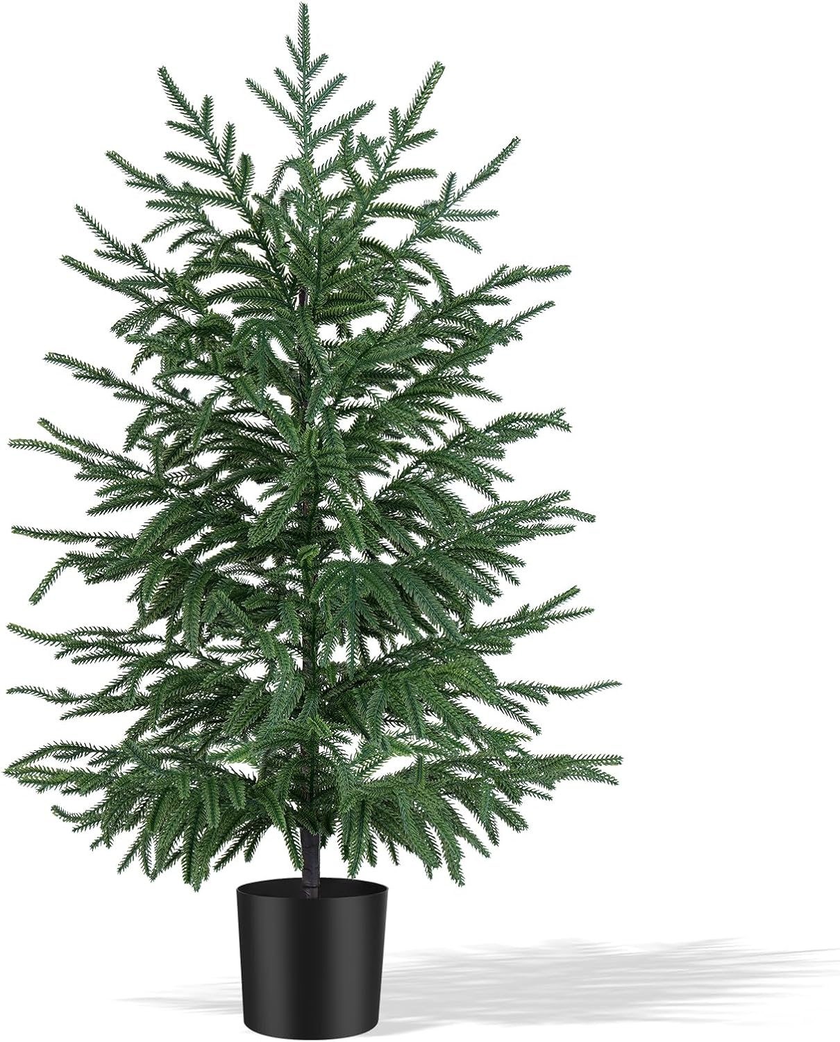 3FT Artificial Norfolk Pine Tree, Realistic UV Rated Shrubs Fake Potted Plants, Faux Trees Bushes for Christmas Decorations Outdoor Indoor Home Front Porch Decor
