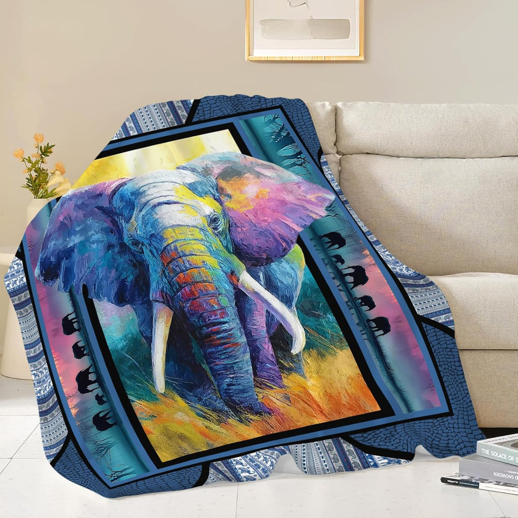 Elephant Throw Blanket Elephant Stuff Gifts for Kids Girls Boys Adults Women Men Soft Cozy Warm Plush Fluffy Fuzzy Fleece Blanket Decor 50''X60''