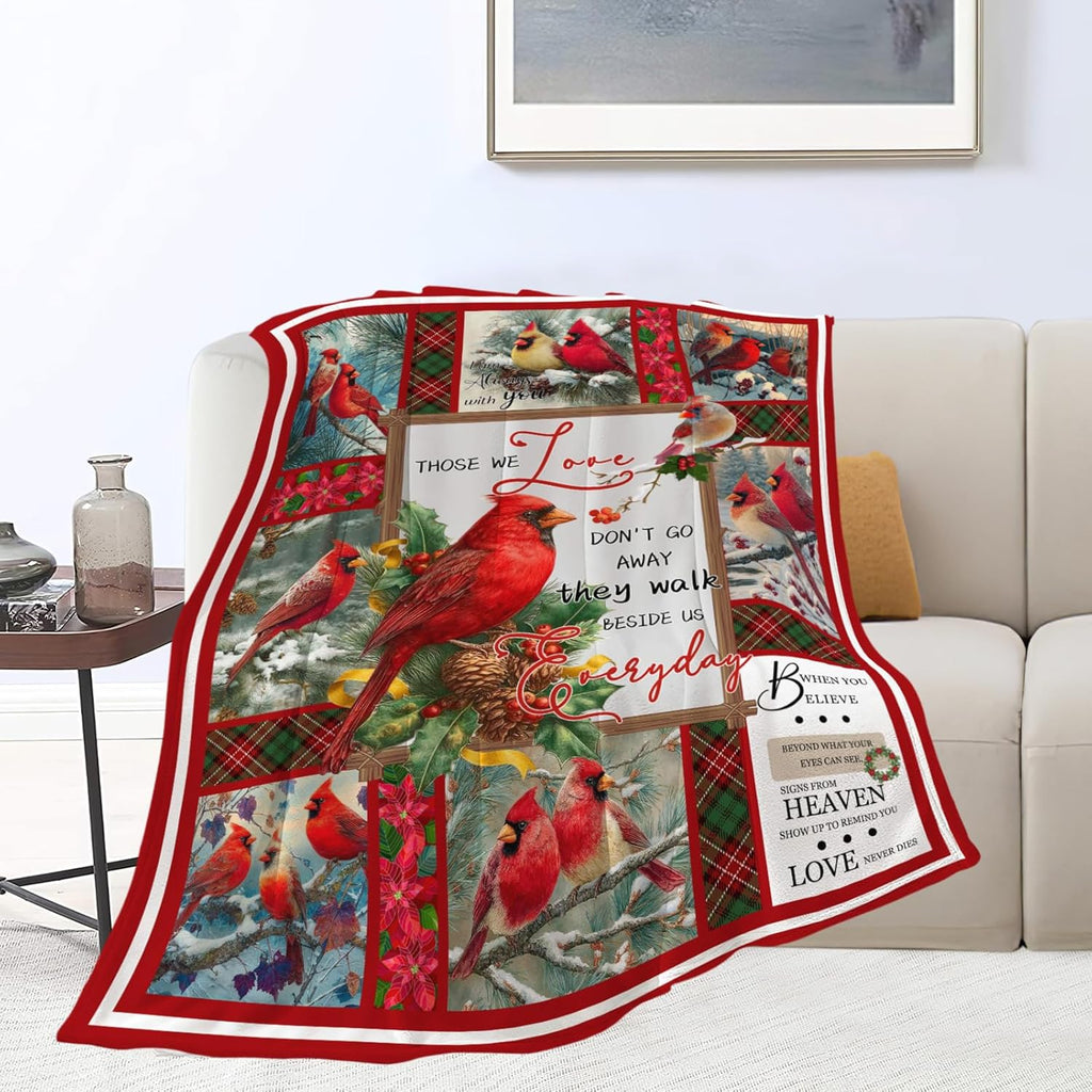 Cardinal Throw Blanket Red Bird Cardinal Stuff Gifts for Kids Girls Boys Adults Women Men Soft Cozy Warm Plush Fluffy Fuzzy Fleece Blanket Christmas Decor 40''X50''