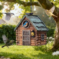 Bird Houses for Outside Real Wood-Look Resin Bird House with Hanging Chain – Waterproof & Durable Forest Bird Houses for Outdoors for Hummingbird Finches Cardinals Bird Nesting Garden, Patio, Yard