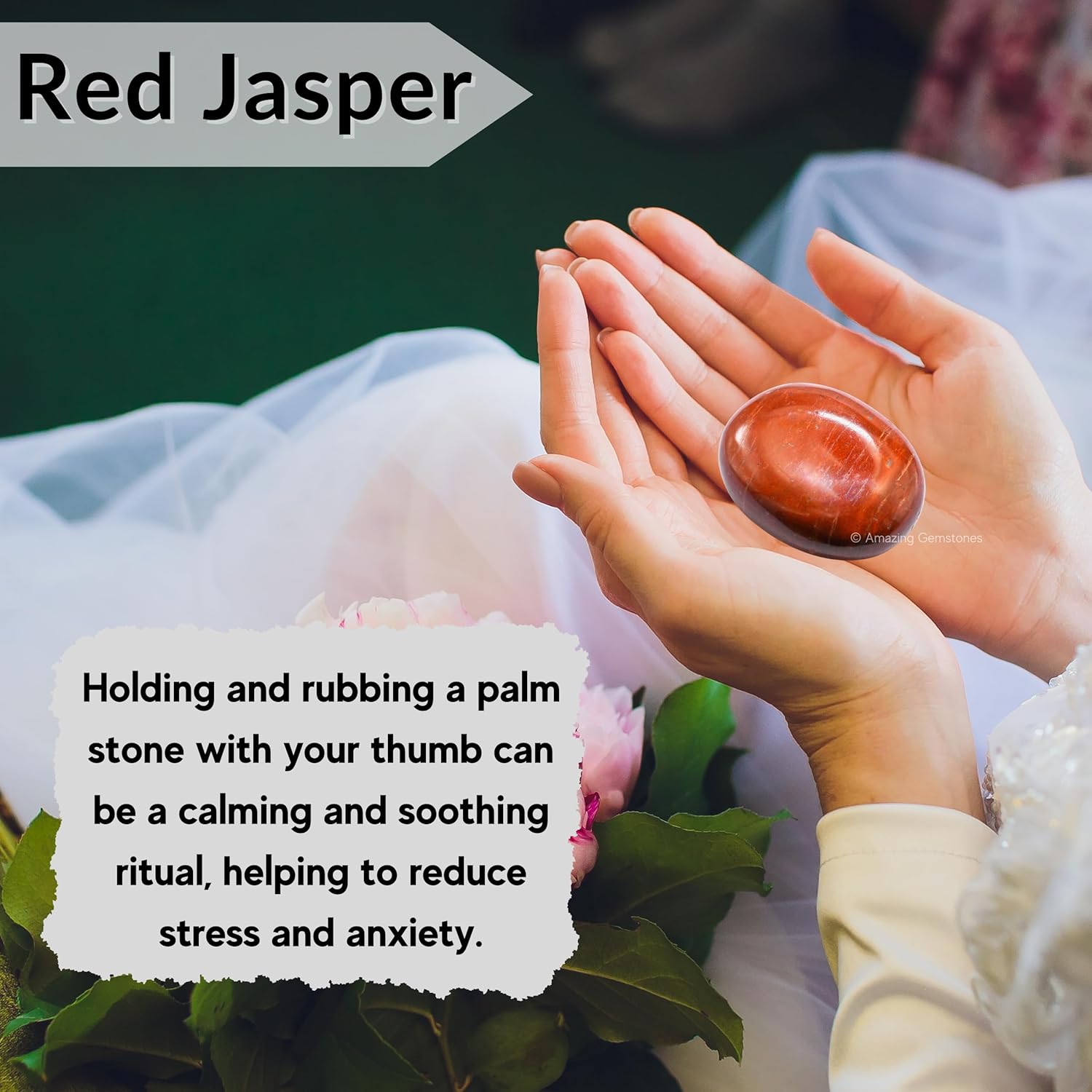 Amazing Gemstone Red Jasper Crystals and Healing Stones - Large Palm Stone Crystals Piedra - Crystal for Good Luck, Balanced Positive Energy, Meditation - Unique Stocking Stuffers and Gifts for Women