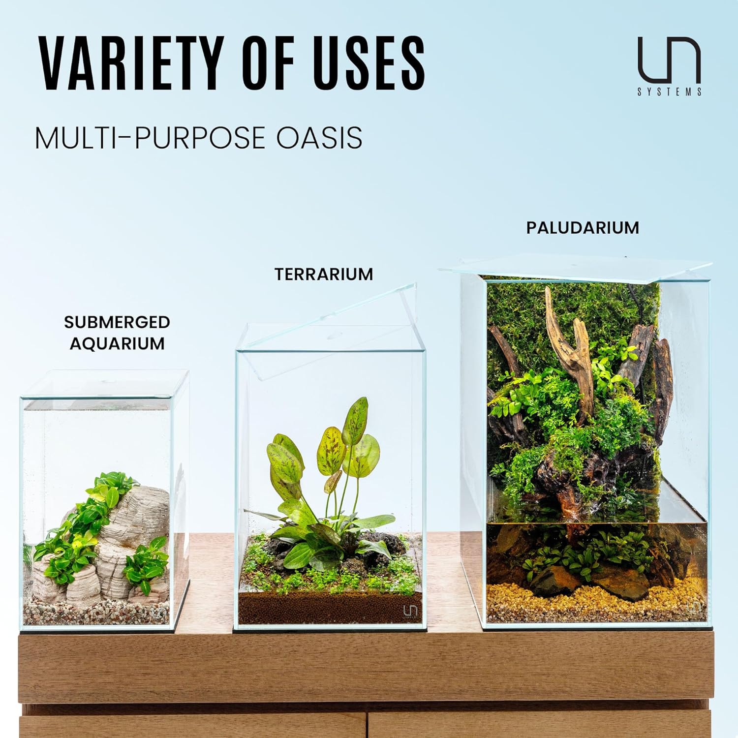 Ultum Nature Systems Prism Rimless Aquarium - Low Iron Glass, Cube With Mitered Lid, Tall Fish Tank, Multi-Purpose Vertical Nano Tank for Home & Office - UNS Prism, 20TM