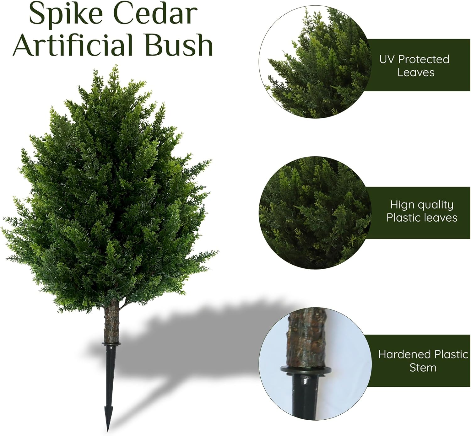 Artificial Cypress Topiary Tree, Indoor Outdoor UV-Resistant Plant Decor, 16.5 Inch Height, Lifelike (2)