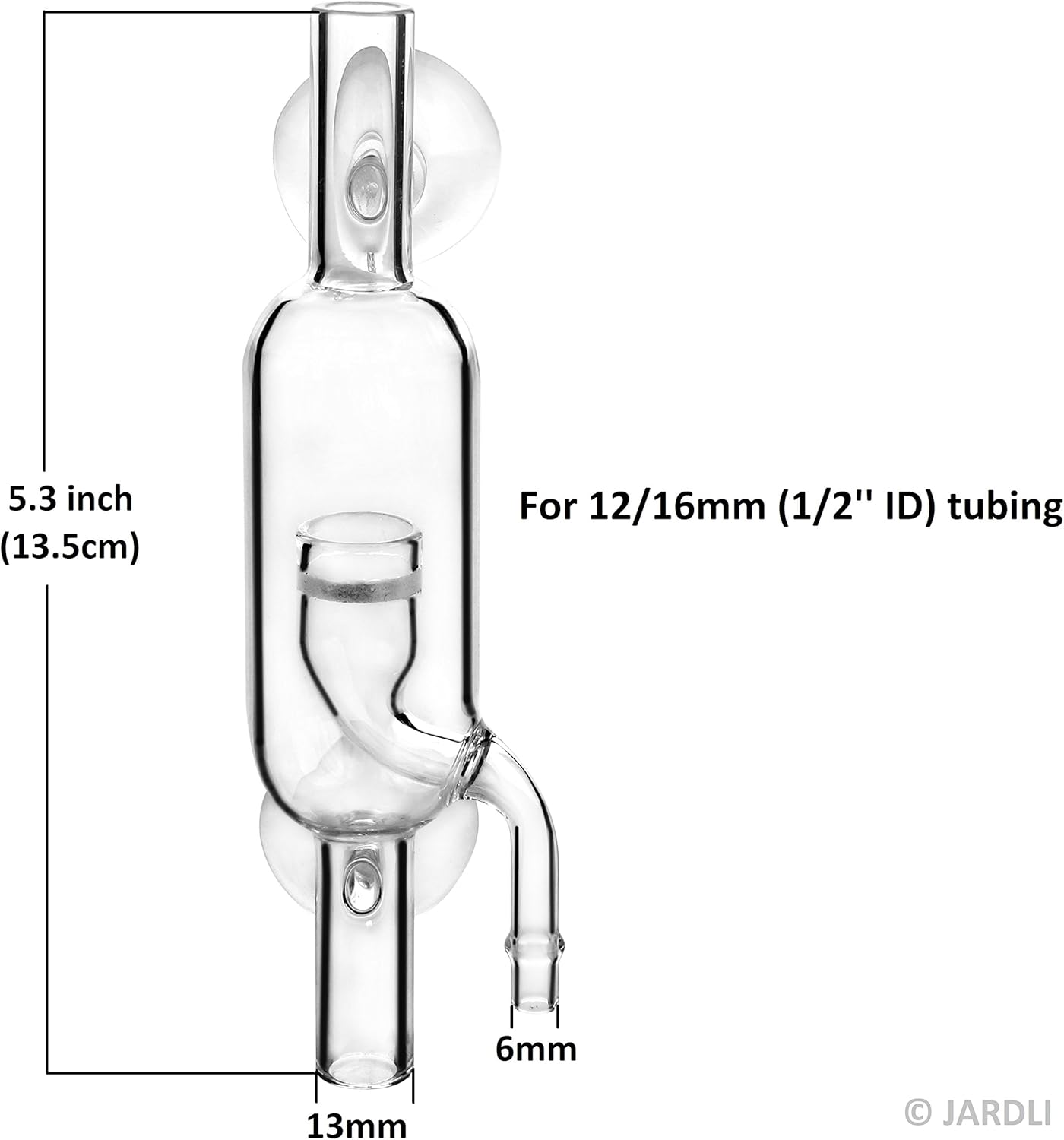 Glass Inline CO2 Atomizer Diffuser System for Aquarium Planted Tank (13mm for 12/16mm (1/2" i.d.) Hose)