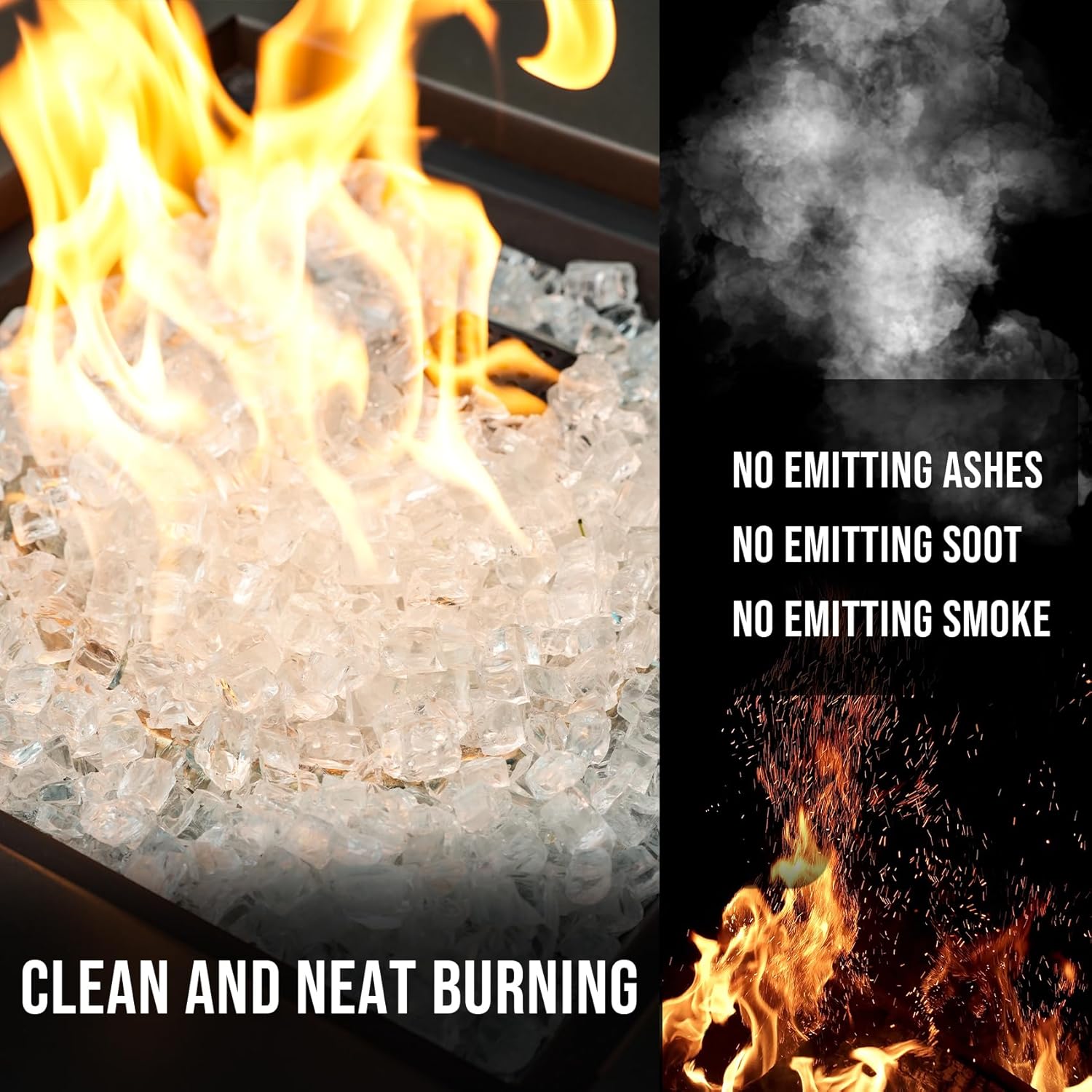 Skyflame High Luster 10-Pound Regular Fire Glass for Fire Pit Fireplace Garden Landscaping Platinum 1/2" Size