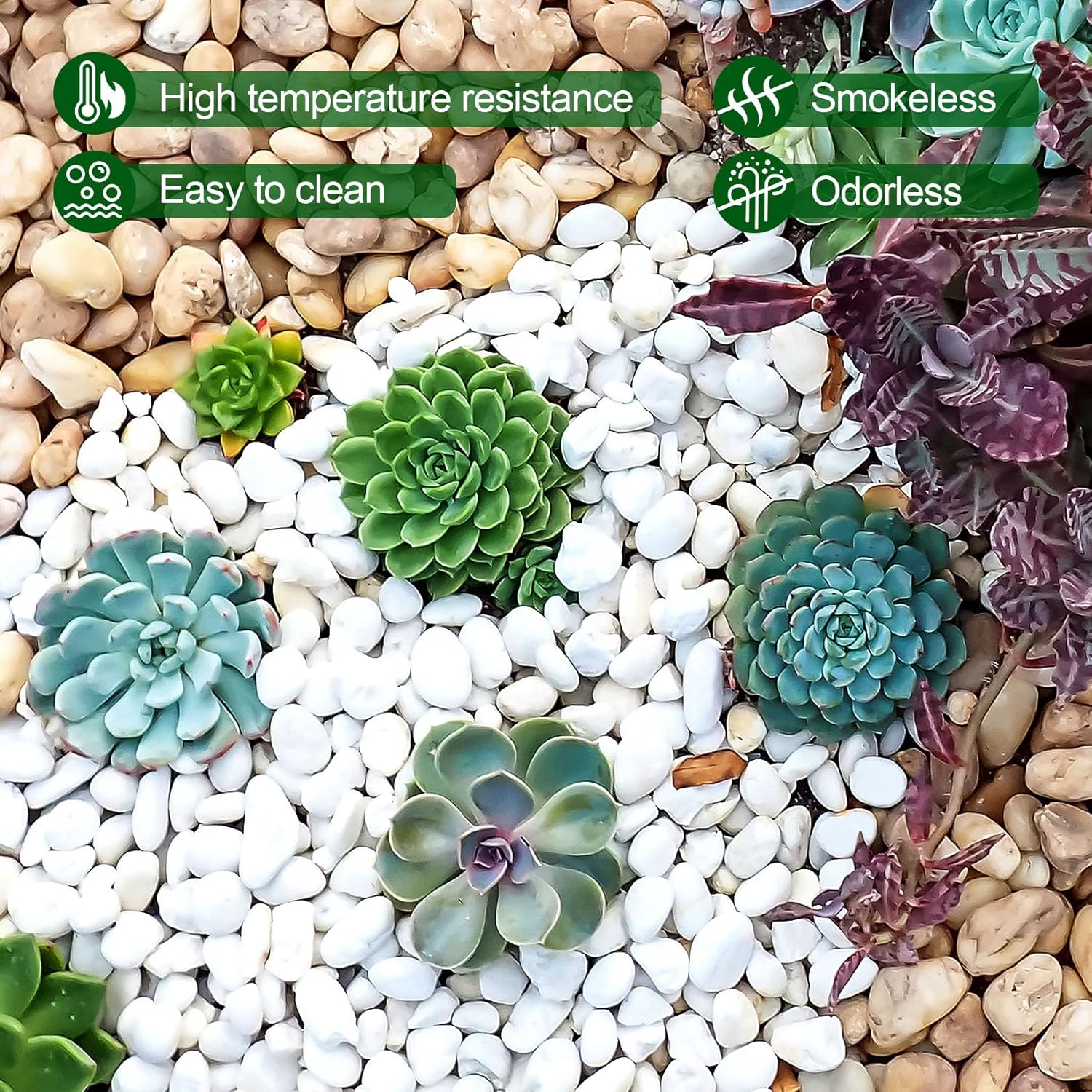 5 lb Jade Pebbles for Indoor Plants, 3/8 Inch Polished Decorative Pebbles for Vase, Bamboo, Succulent, Garden Landscape Decoration River Stone