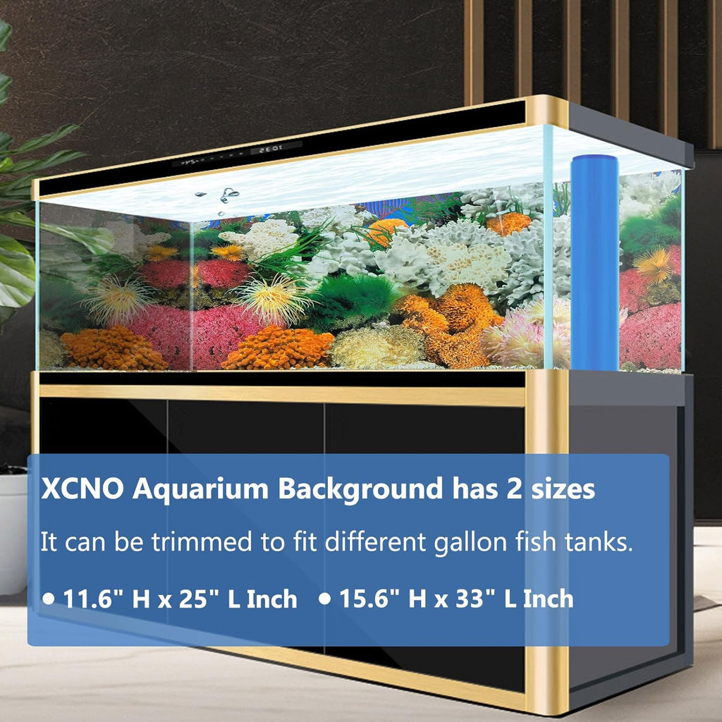 Aquatic Plant Aquarium Background Sticker Coral HD Fish Backgrounds for Aquariums Gravel Stone Fish Tank Wallpaper Decorations 2 Sided 16"x 33"