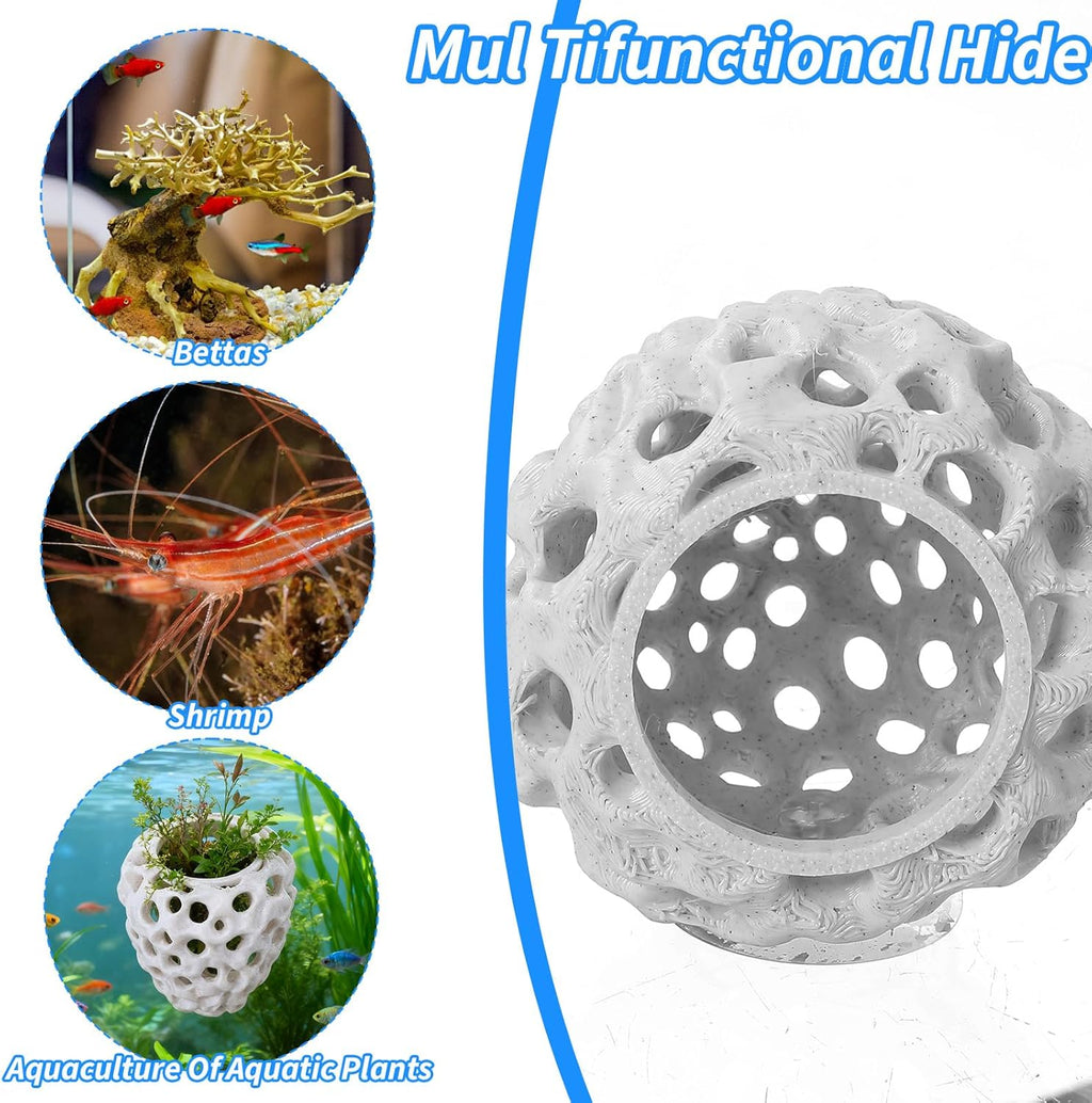 Shrimp Hide Aquarium Cherry Shrimp Hide with Suction Cup Betta Habitat Fish Tank Tunnel Aquarium Fish Cave Hideout Ornament Accessories for Shrimps Guppy Hiding Resting