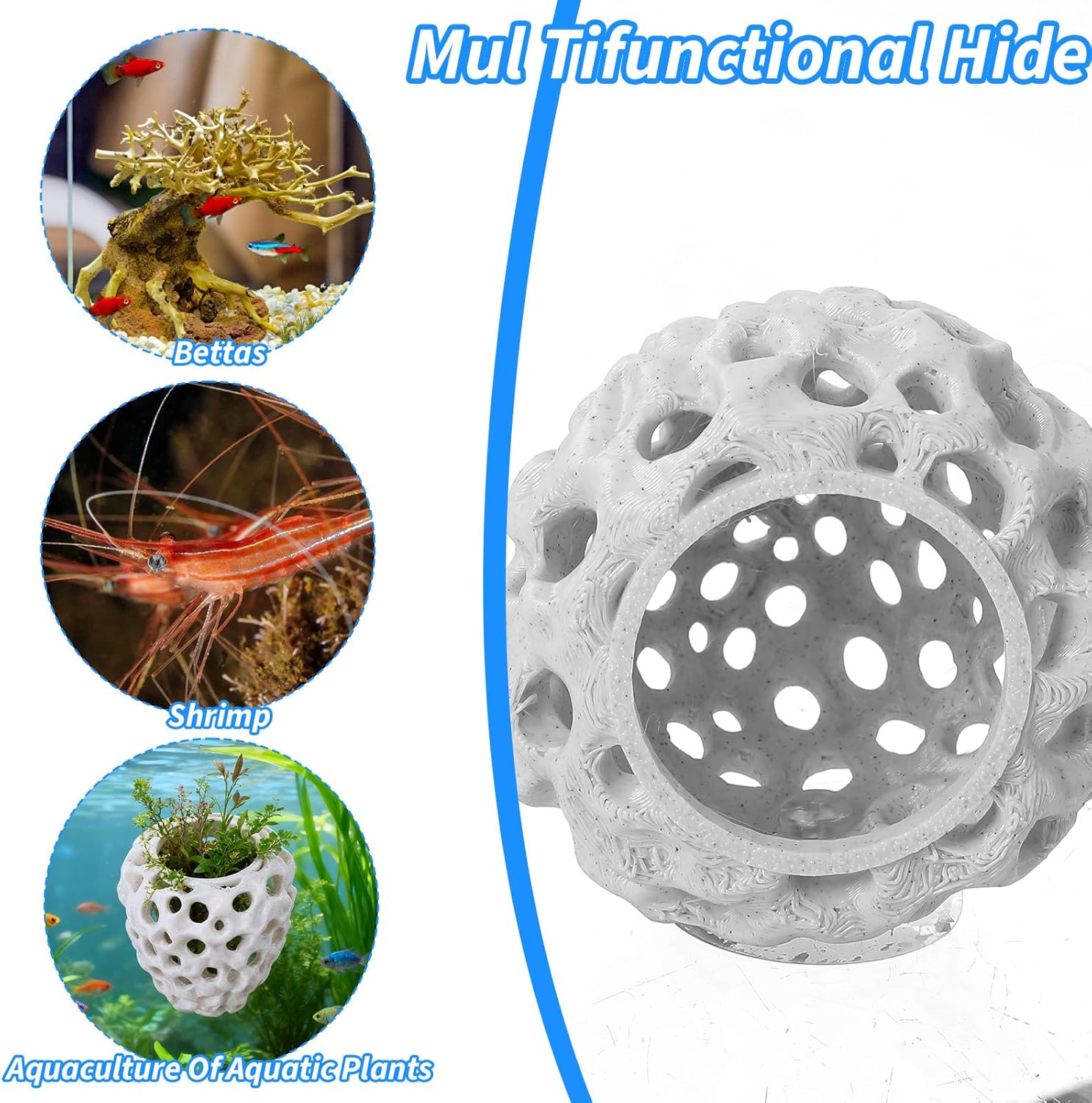 Shrimp Hide Aquarium Cherry Shrimp Hide with Suction Cup Betta Habitat Fish Tank Tunnel Aquarium Fish Cave Hideout Ornament Accessories for Shrimps Guppy Hiding Resting
