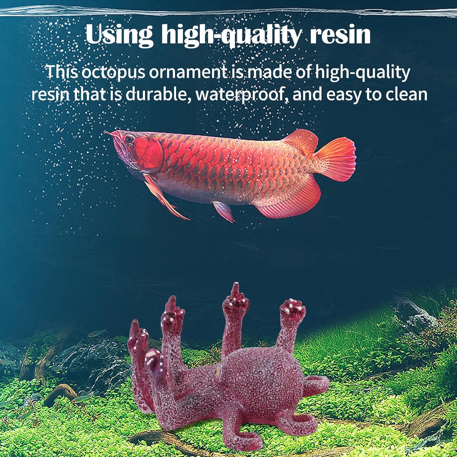 Octopus Aquarium Ornaments Decoration, Purple Artificial Sea Life, Glowing Fingers Enhance Visual Appeal, Suitable for Various Fish Tanks