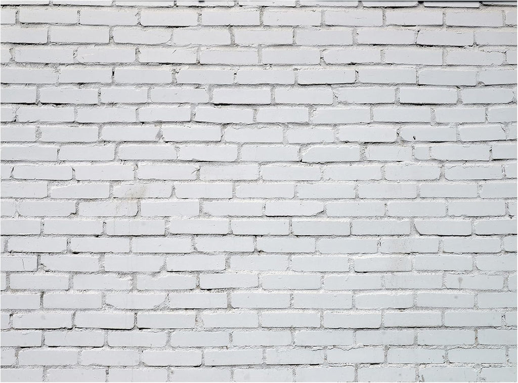 VitalCozy 10 x 8 Ft Christmas Brick Wall Backdrop for Photoshoot Polyester Fabric Brick Backdrop Background for Fireplace Home Decoration Newborn Birthday Party (White)