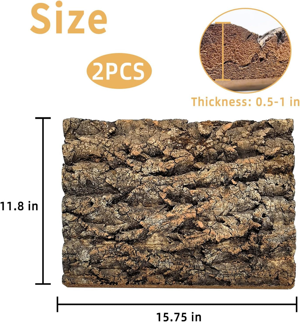 Tfwadmx 2Pcs Terrarium Cork Bark Background, 11.8"x15.75" Thickened Reptile Tank Tree Backdrop Wall Decor Habitat Climbing Mat Decoration for Lizard, Turtle, Gecko, Bearded Dragon, Frog, Chameleon