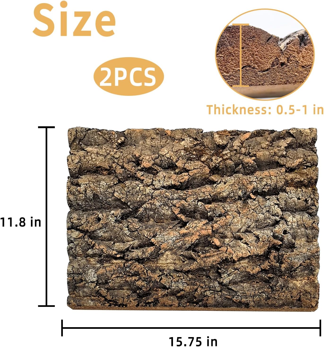 Tfwadmx 2Pcs Terrarium Cork Bark Background, 11.8"x15.75" Thickened Reptile Tank Tree Backdrop Wall Decor Habitat Climbing Mat Decoration for Lizard, Turtle, Gecko, Bearded Dragon, Frog, Chameleon