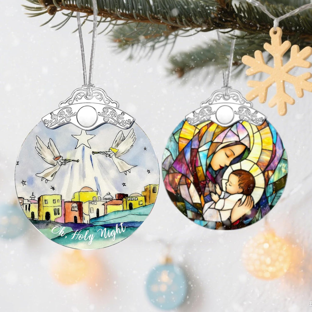 Stained Glass Religious Ornament, Bethlehem Christmas Ornaments, Christmas Decorations for Tree, Holiday Ornament, Religious Gifts, Holiday Party Gifts, Gift Ideas & Xmas Gift