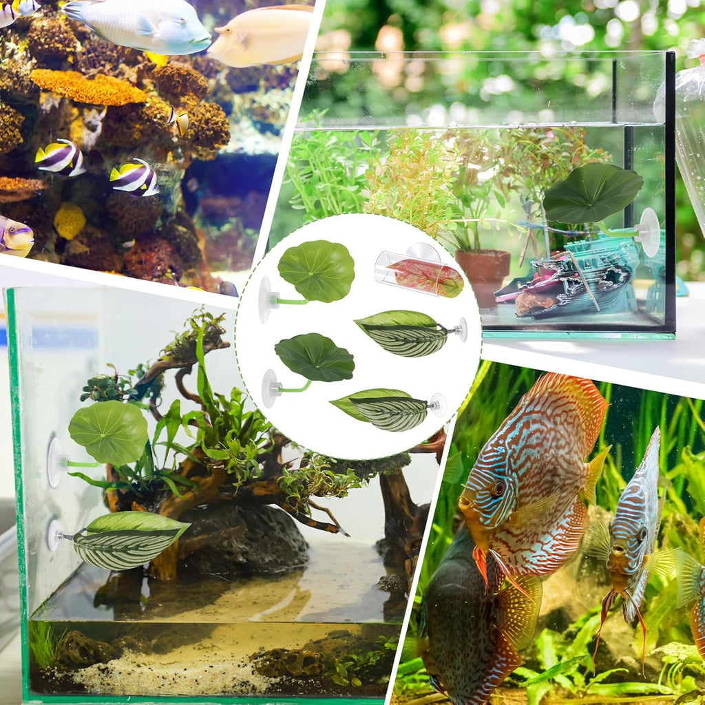 5 PCS Betta Leaf Hammock with Suction Cup and Clear Fish Tunnel, Plastic Adjustable Betta Bed Aquarium Hideout Resting Spot Small Toys Fish Tank Decorations Accessories