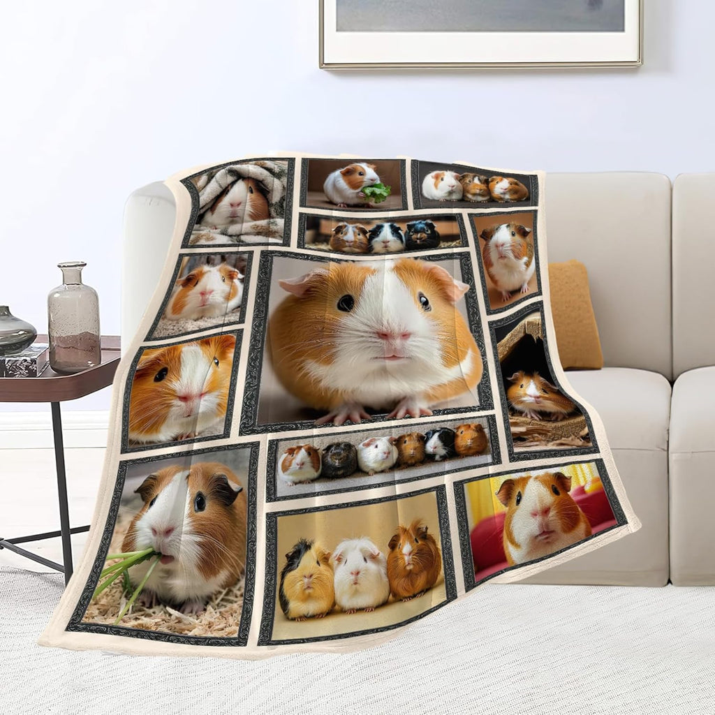 Guinea Pig Blanket Cute Animal Throw Blankets Gifts for Girls Boys Kids Guinea Pig Lover Soft Cozy Fleece Plush for Couch Sofa Bed 50"x40"