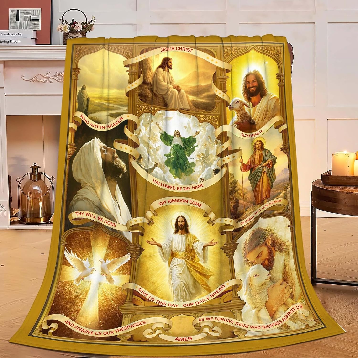 Jesus Blanket Christian Religious Faith Bible Verse Healing Prayer Throw Inspirational Scripture Catholic Spiritual Gifts for Men Women Adults Cozy Plush Fluffy Fuzzy Fleece Blanket Decor 60''X80''