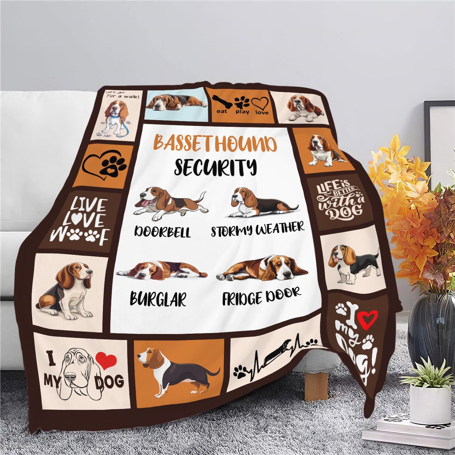 Basset Hound Blanket Basset Hound Dog Throw Blanket Gifts for Girls Women Kids Boys Adults Men Super Soft Cozy Plush Fluffy Fuzzy Fleece Blanket Home Decor 40''X50''