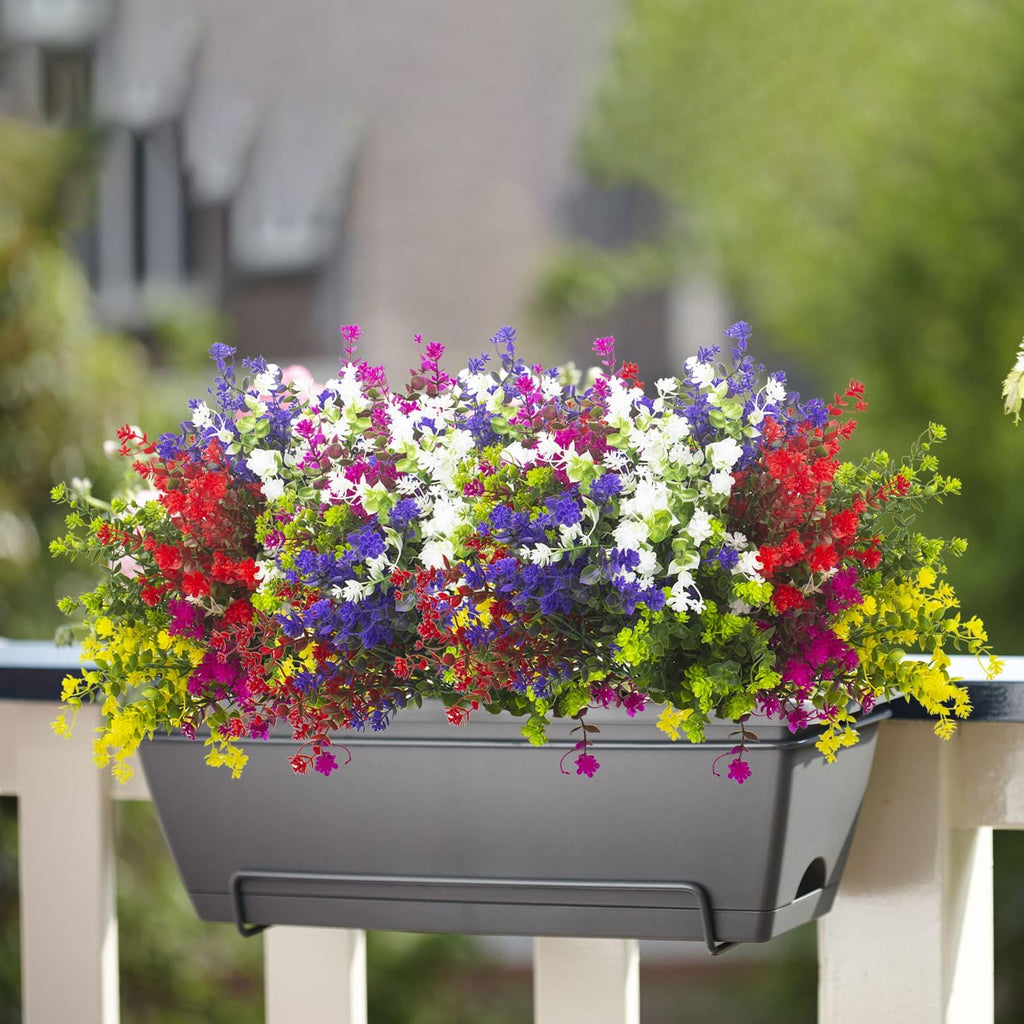 Artificial Flowers, 12 Bundles Outdoor Fake Flowers for Decoration UV Resistant Faux Plastic Plants Garden Porch Window Box Décor