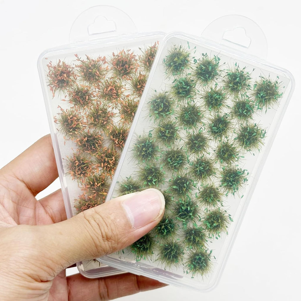 Cayway Miniature Grass Cluster, Static Grass Tuft Model Vegetation Groups for DIY Model Train Landscape Railroad Scenery Grass Tufts Flower (Yellow and Green)