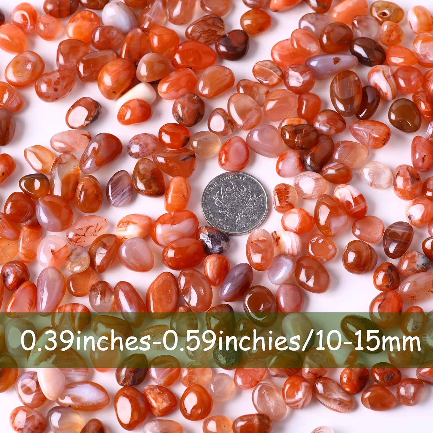 Polished Red Agate Crystals 0.62lb Natural Gemstones Crystal Bulk Tumbled Polished Stones Irregular Rocks Chakra Colorful Crystal Vase Filler Decoration Energy Reiki Beginners Birthday Gifts
