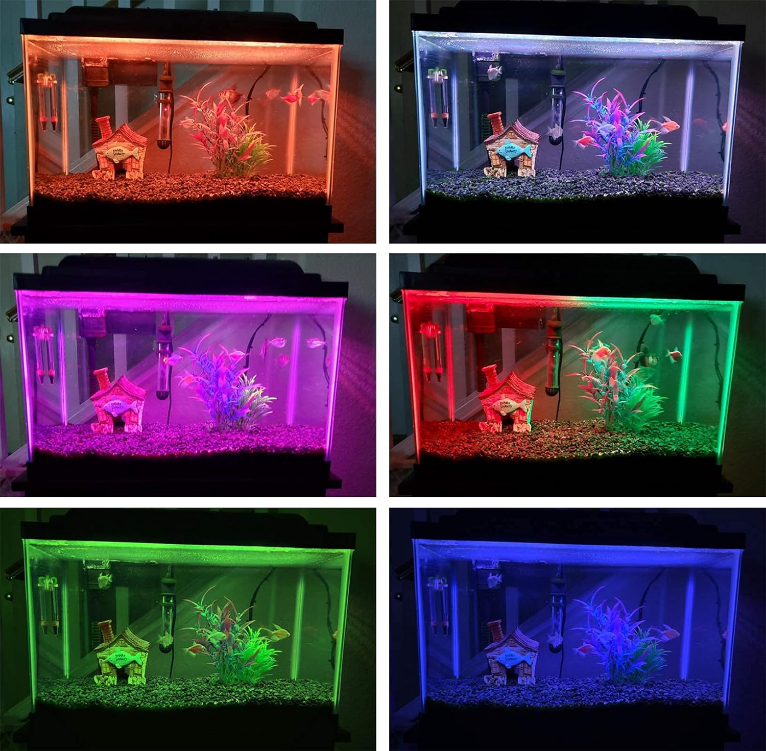 LED Aquarium Lights Fish Tank Light Underwater RGB Color Changing Brightness Adjustable Memory IP68 Waterproof Submersible LED Light Strip bar for Fish Tank, 27 inch