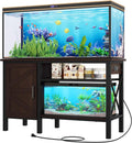 YITAHOME 55-75 Gallon aquarium stand with Power Outlets, Heavy Duty Metal Fish Tank Stand, Cabinet for Fish Tank Accessories Storage suitable for Fish Tank, Turtle Tank, 880LBS Capacity, Brown