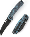 Folding Pocket Knife, 3.1" Stonewash Blade EDC Knife with Safety Liner Lock, Small Pocket Knife with Clip for Men, Sharp Camping Hiking Hunting Survival Knives