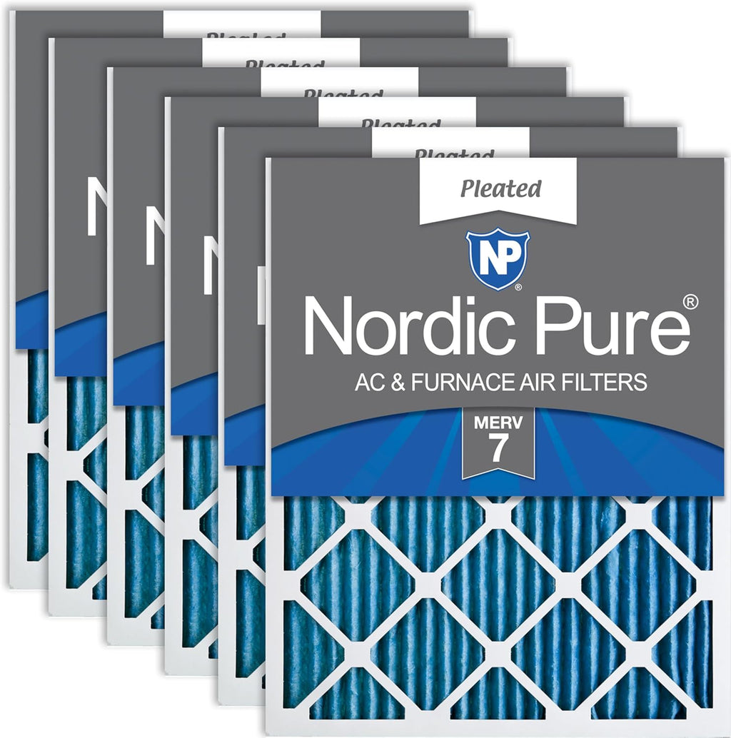 Nordic Pure 20x25x1 (19 1/2 x 24 1/2 x 3/4) Pleated MERV 7 Air Filters 6 Pack