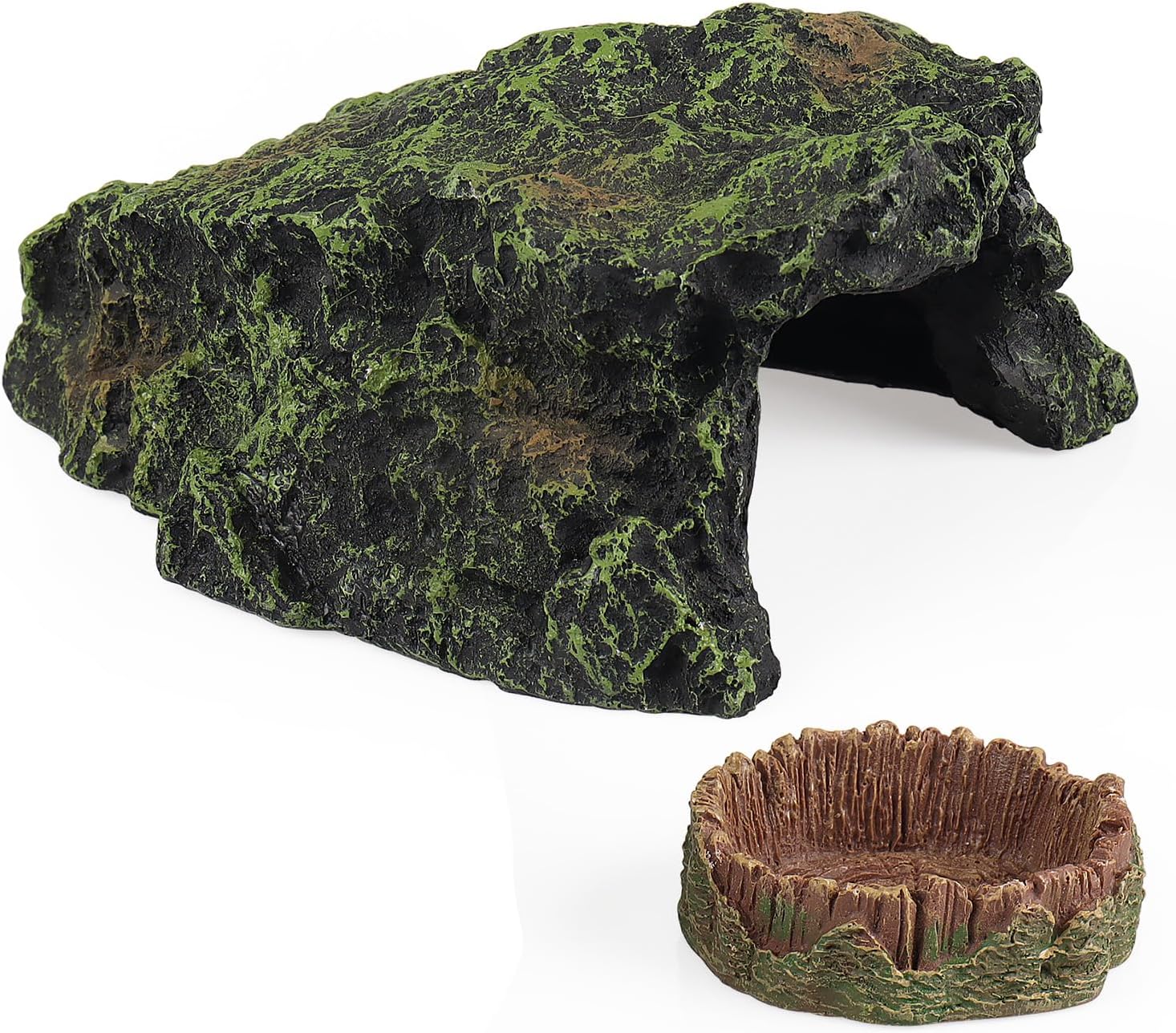 Reptile Resin Hideout Cave for Terrarium Decor, Aquarium Decorations Fish Tank Decor for Hiding
