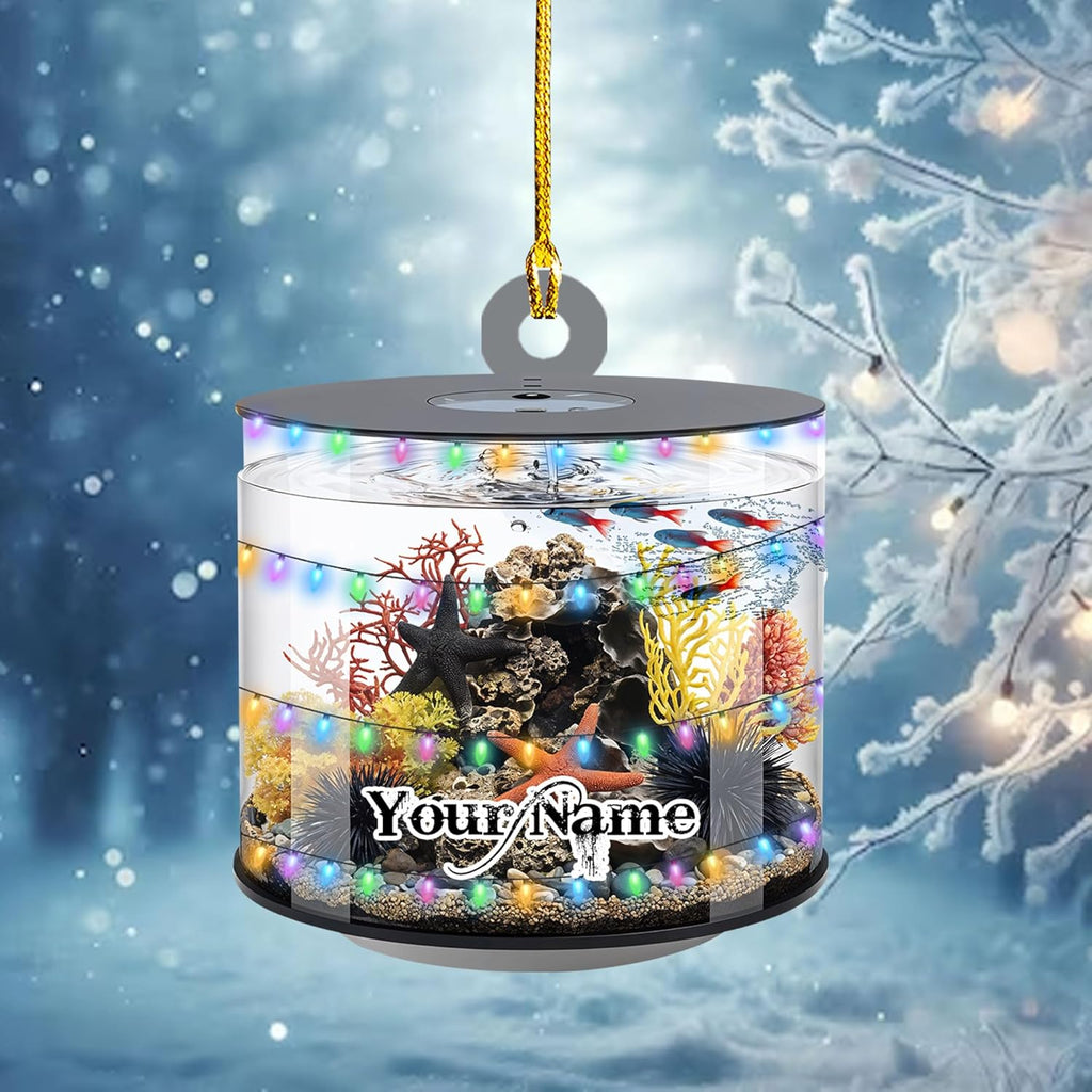 Personalized Aquarium Christmas Ornament, Fish Christmas Ornament, Gift for Fish Lover, Custom Aquarium Christmas Tree Keepsake, Kids First Gift Ideas, Pet Kids Ornament (AFT12)