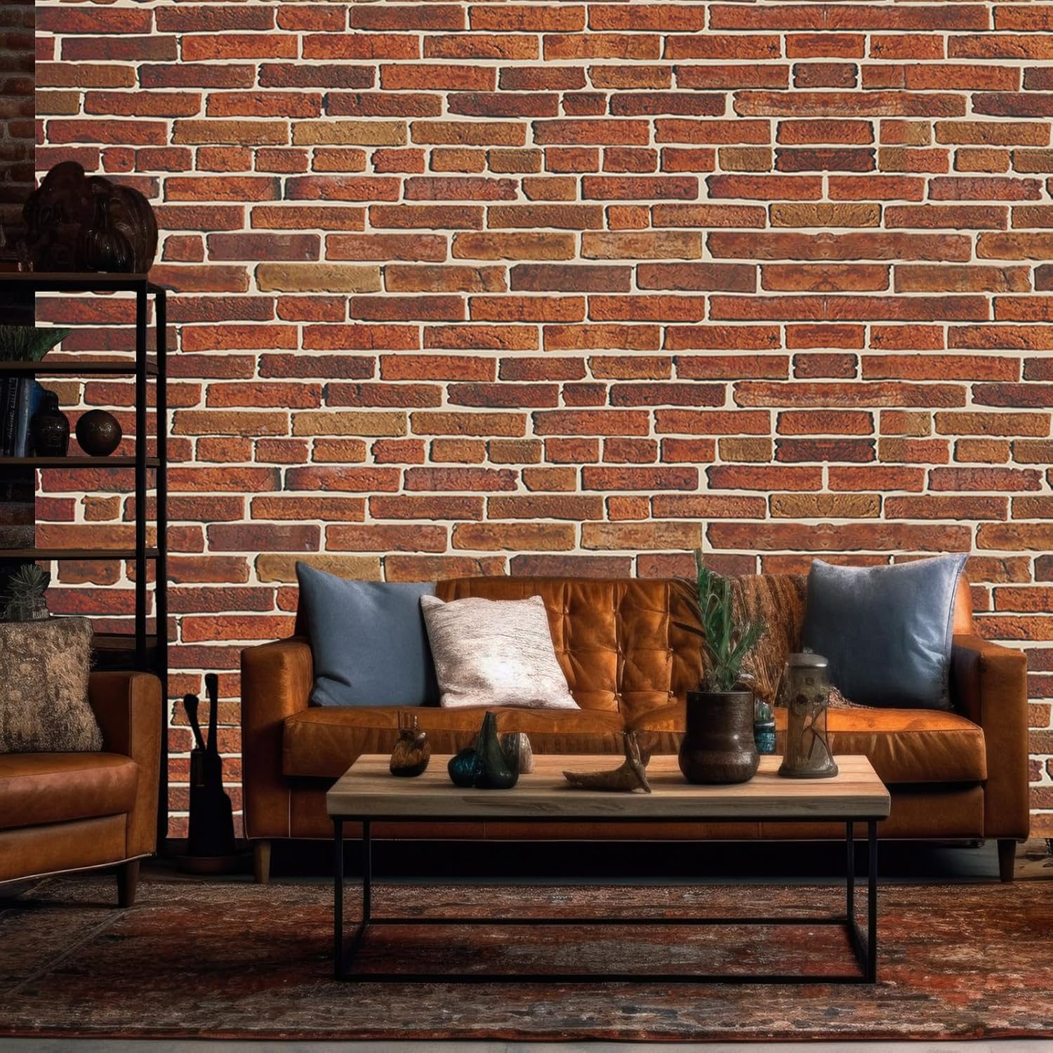VitalCozy 10 x 8 ft Christmas Brick Wall Backdrop for Photography Polyester Fabric Brick Backdrop Photo Studio Props Banner for Graduation Newborn Birthday Party (Dark Red)