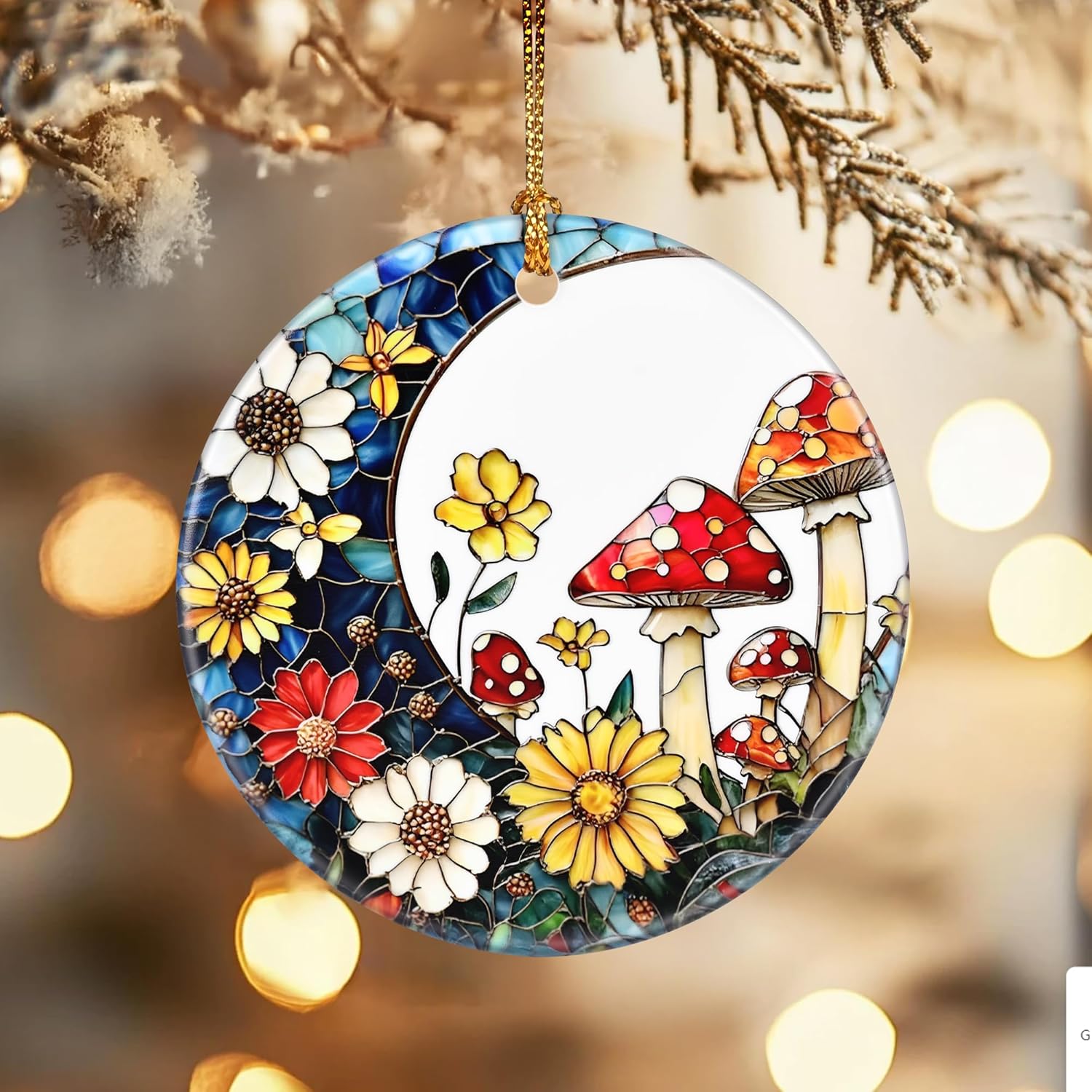 Christmas Ornaments, Dodosky 2.8in Ceramic Mushroom Ornament, Xmas Decor, Christmas Tree Ornaments, Xmas Decorations for Tree, Holiday Ornament, Gifts for Mushroom Lovers, Gifts for Women