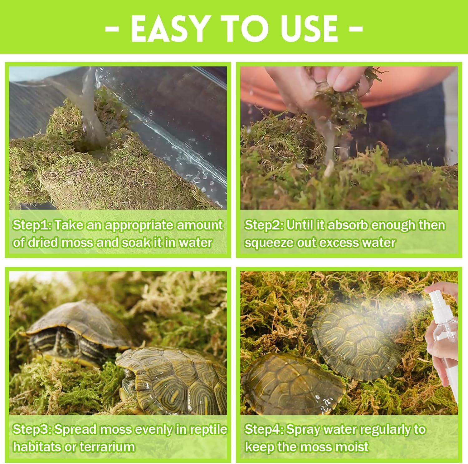 Riare 1.3LB Premium Sphagnum Moss for Reptiles- 50QT Natural Live Moss Reptile Moss Bedding for Terrarium, Hatching, Forest Sphagnum Moss Reptile Substrate for Snakes, Gecko, Turtles, Frogs, Leopard