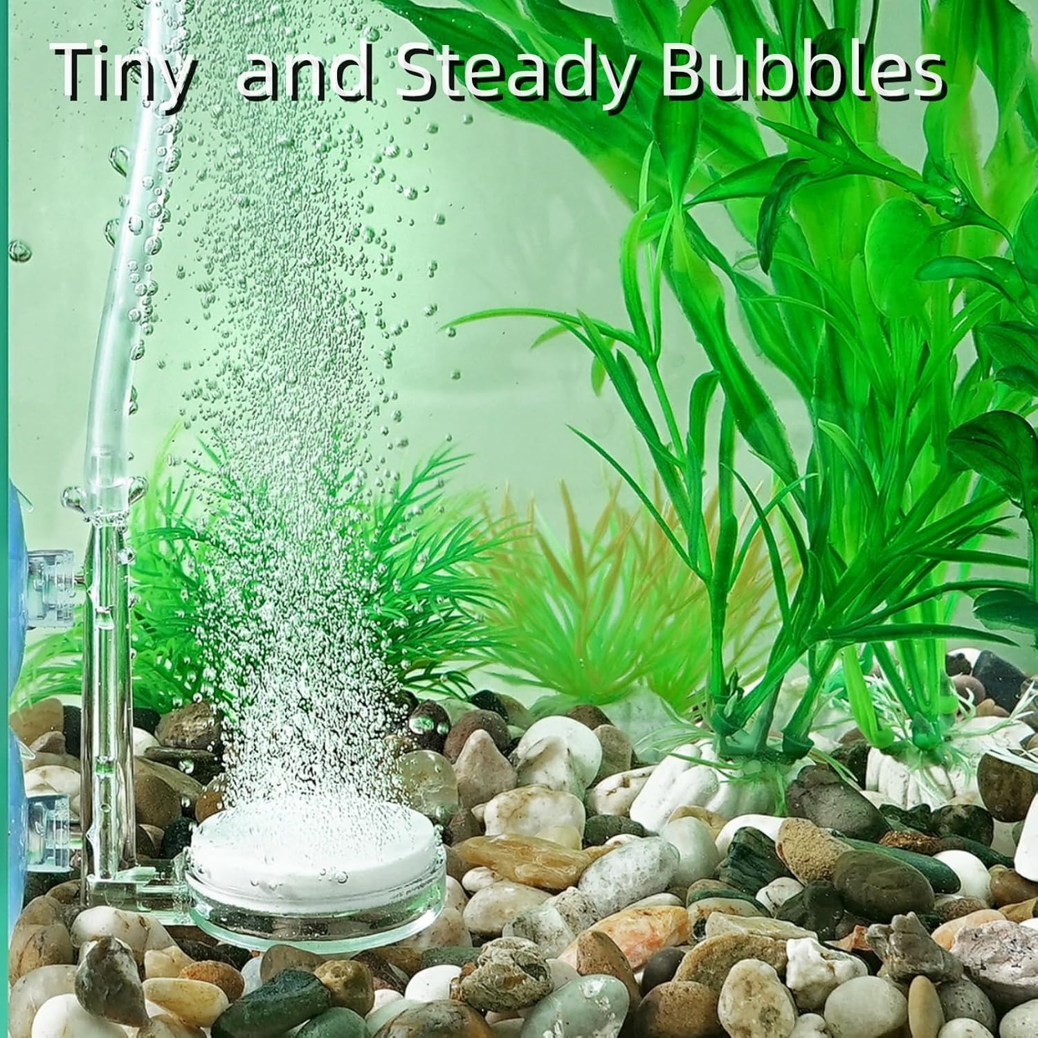 AQUANEAT Aquarium Air Stone Disc, 1.4 Inch Nano Bubble Stone Kit Quiet Dissolved Oxygen Diffuser with Accessories tubing and valves for Small Fish Tank