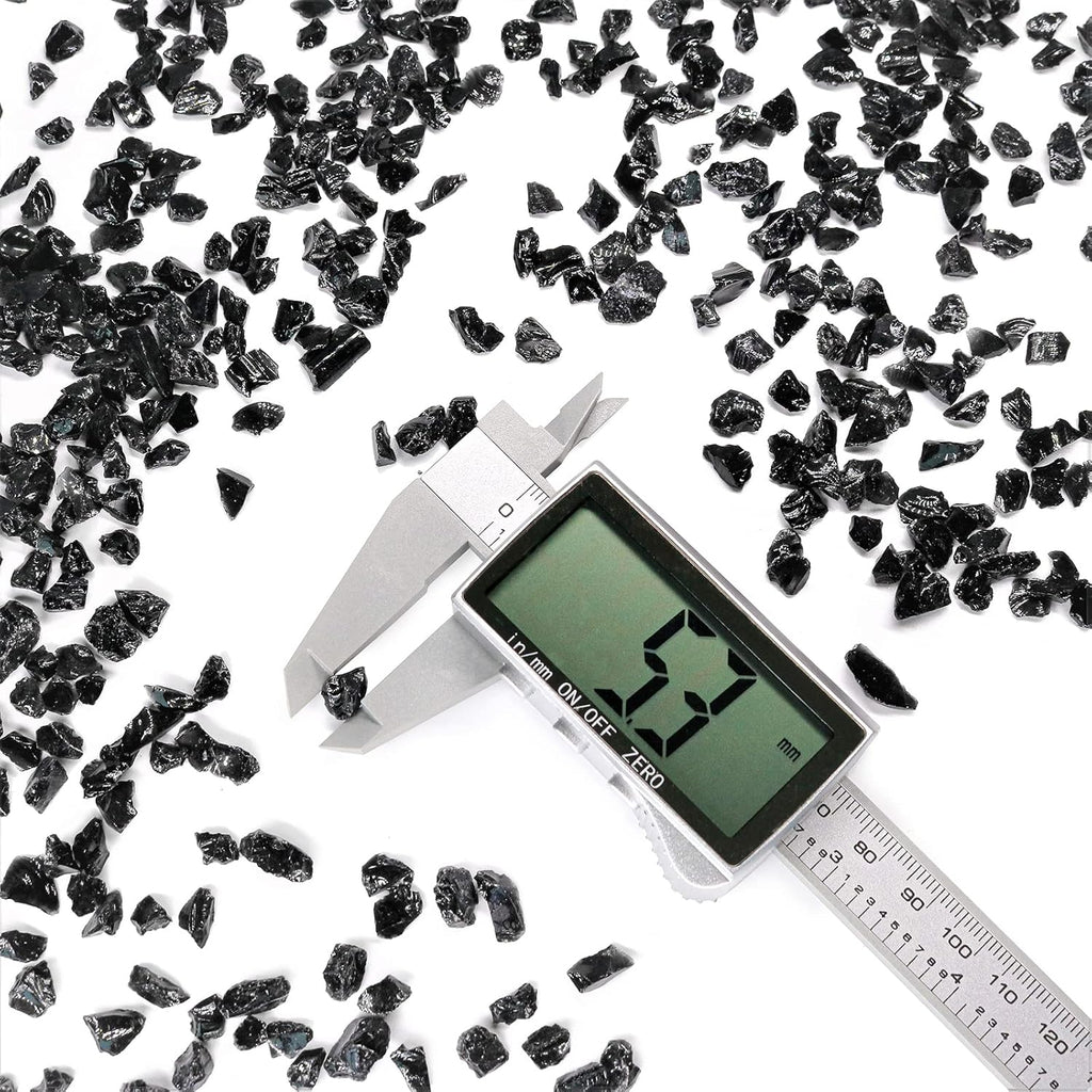 Crushed Glass for Resin Art - 3-6mm Black, 1.5lb | Broken Glass Pieces for Crafts, Vase Filler & Fire Pit Media