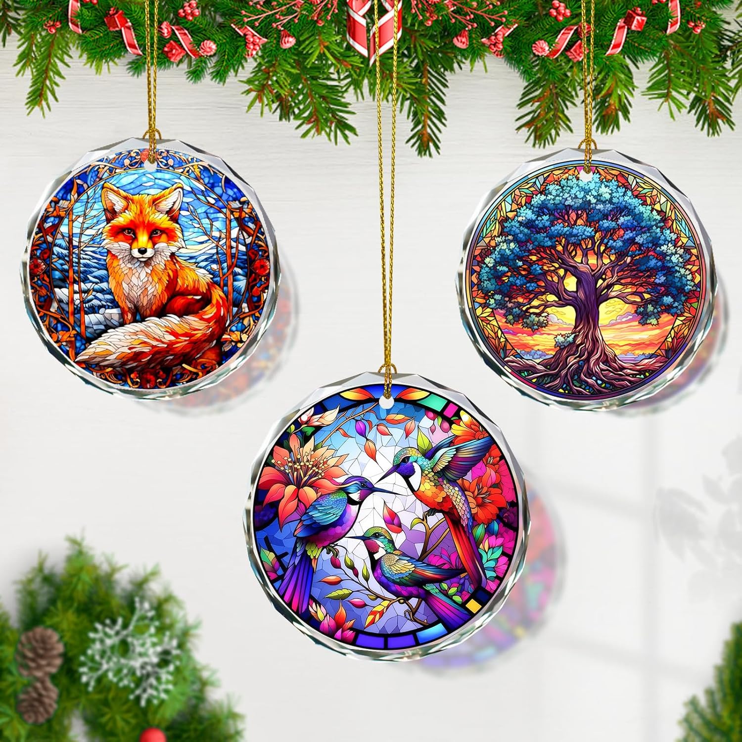 Hummingbird Stained Glass Ornament - Christmas Tree Decoration, Gift Exchange Present Idea