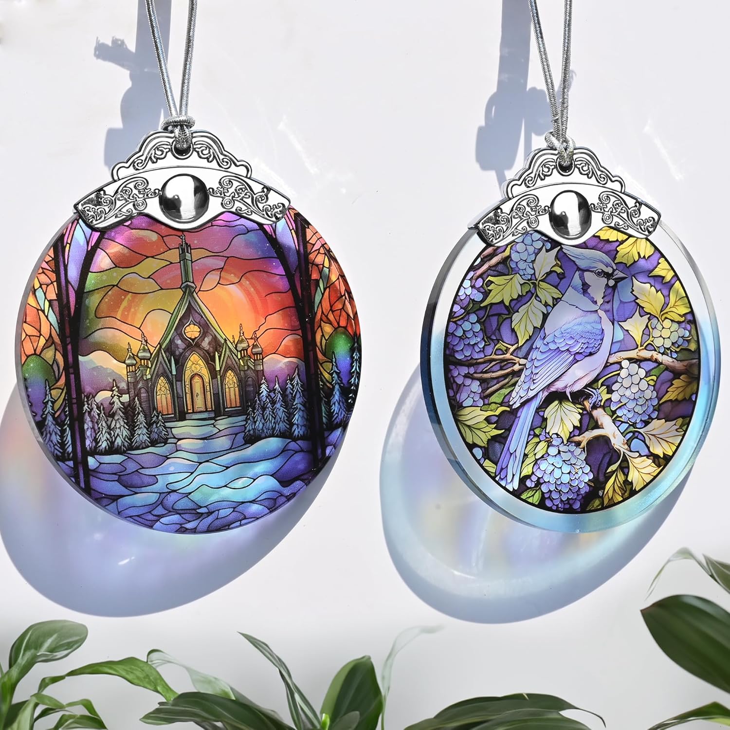 Stained Glass Christmas Ornament, Jocidea Christmas Decorations, Christmas Tree Ornament, Holiday Decor and Xmas Gifts Ideas