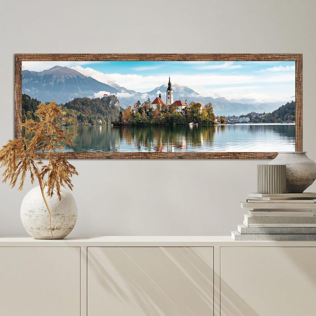 13x39 Puzzle Frame 2 Packs, Real Glass and Rustic Brown Wood Frame, Display Panoramic 13 x 39 Picture Frames - Horizontal or Vertical Wall Mounting