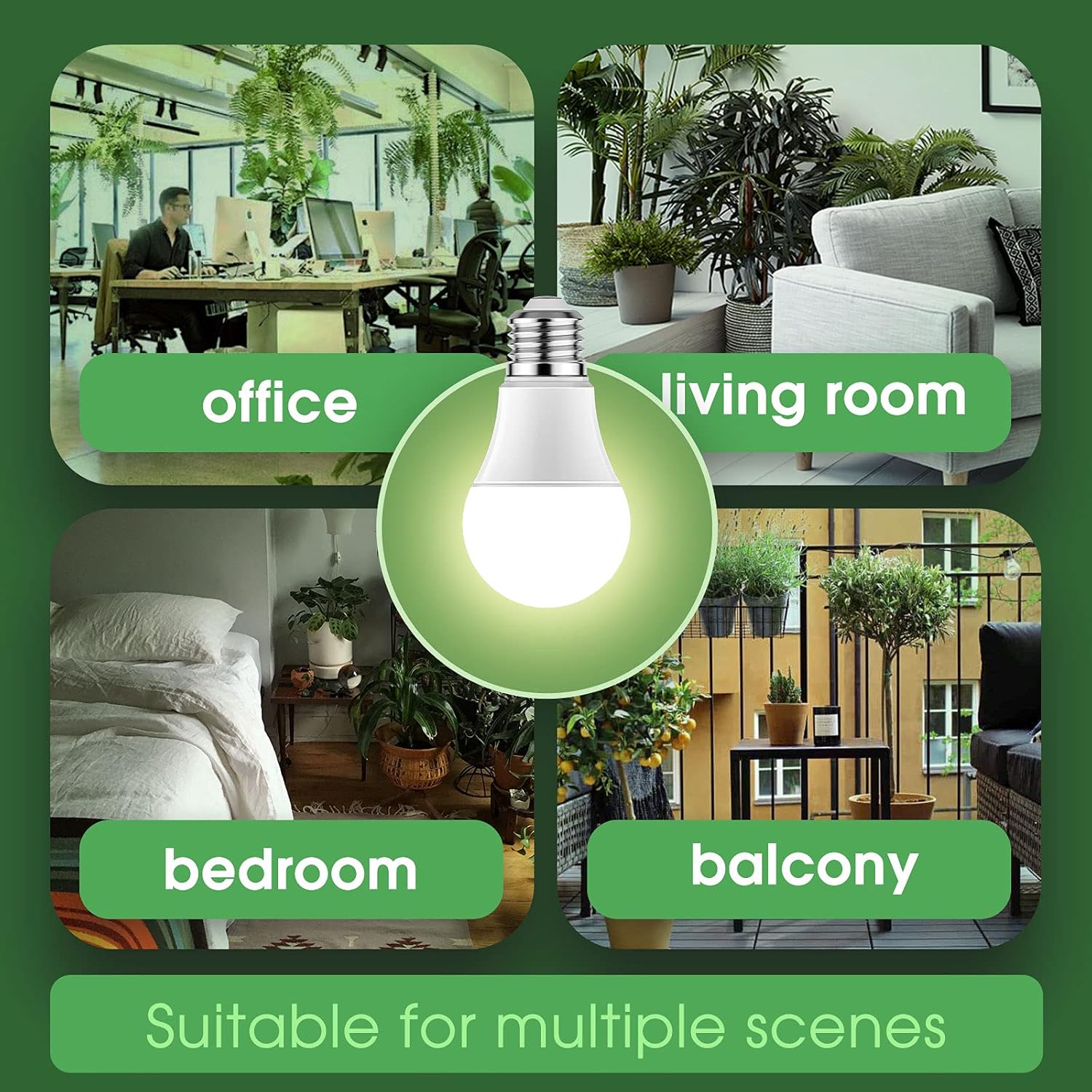 Briignite Grow Light Bulbs, LED Grow Light Bulb A19 Bulb, Full Spectrum Grow Light Bulb, Plant Light Bulbs E26 Base, 11W Grow Bulb 100W Equivalent, Grow Light for Indoor Plants, Seed Starting, 6 Pack