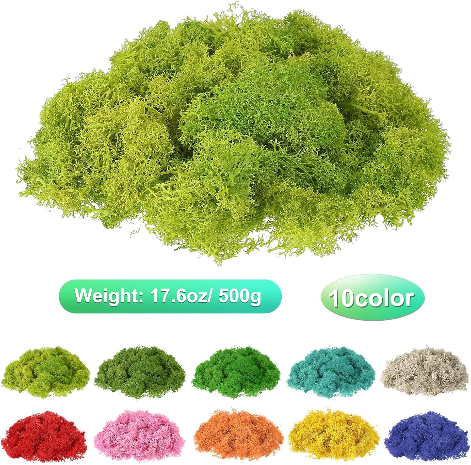 uxcell Preserved Reindeer Moss, 17.6oz Fake Moss for Crafts Artificial Dried Moss for Decoration Terrariums Potted Plants, Chartreuse