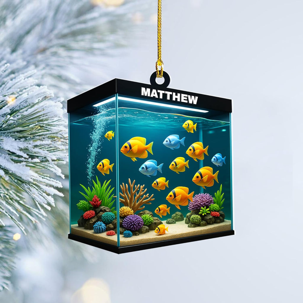 Personalized Aquarium Fish Tank Christmas Ornament 2025, Custom Name Clownfish Holiday Tree Decoration, Unique Keepsake Gift for Fish Lovers, Pet Owners, Kids, Aquarists (ON2)