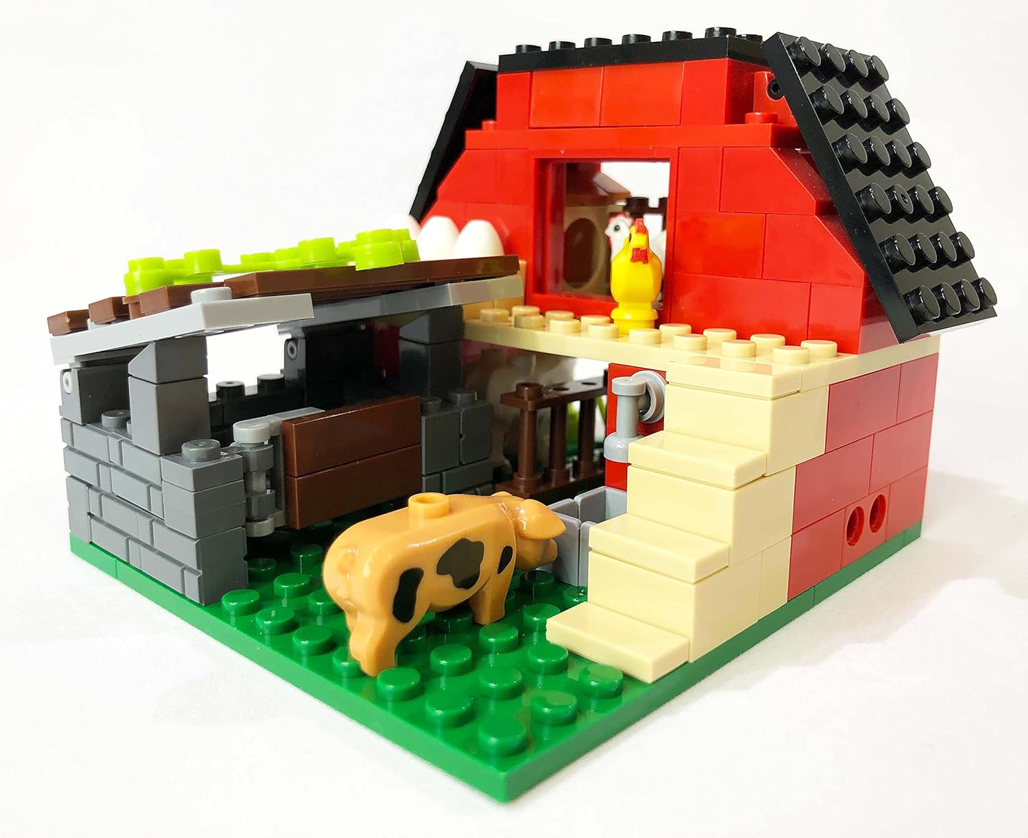 Brick Loot Farm Animal Building Set – 160 Pieces Custom Designed Model with Chickens, Pig, Lamb, Eggs & More, Compatible with Lego, Creative Play for Kids & Adults, Ages 6+